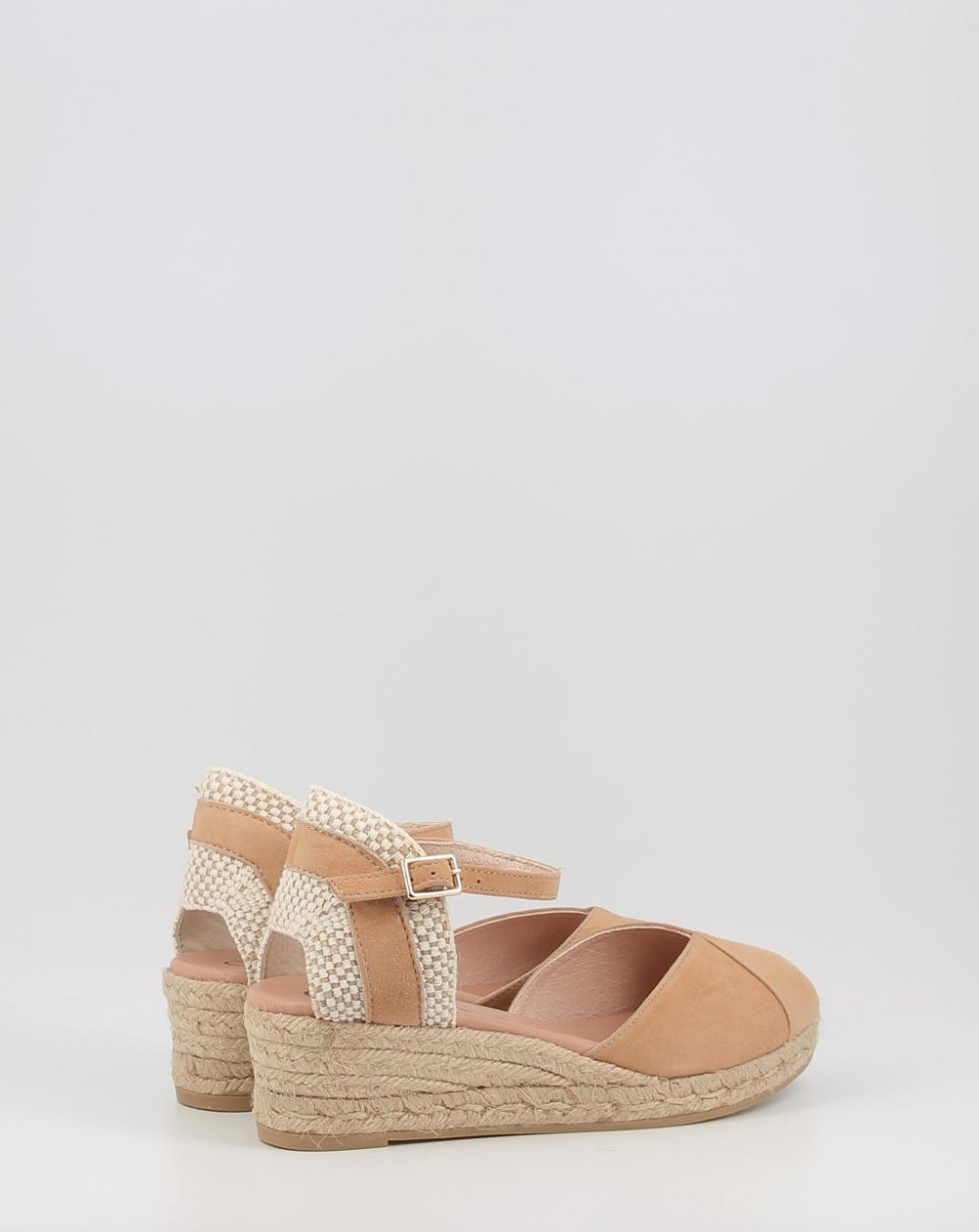 Espadrilles Femme Gaimo - Semelle En Jute 5,2 Cm - Cuir Daim Kaki - Fabriqué En Espagne - Taille 40