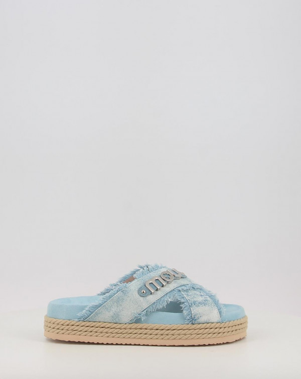 CRISS CROSS ROPE SANDAL PAINTED DENIM