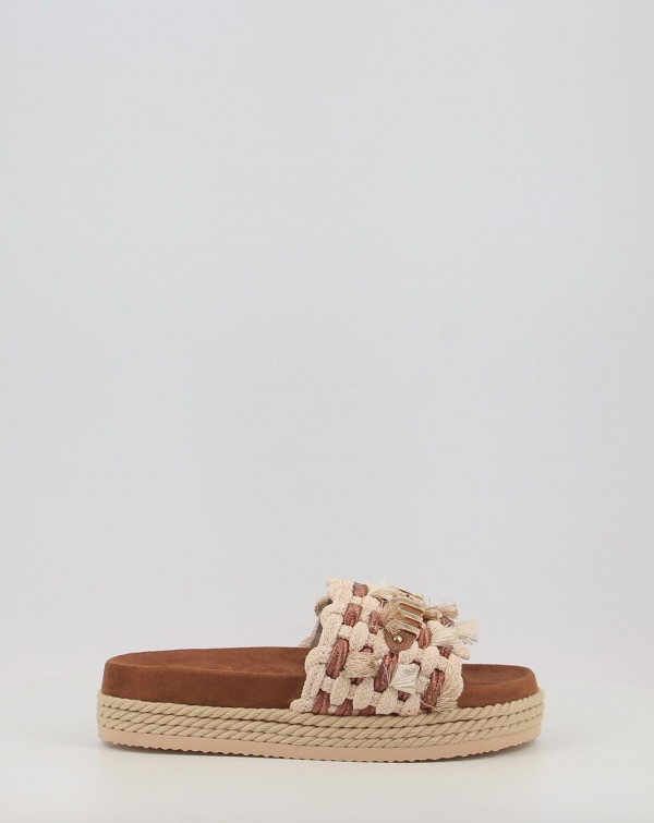 Sandales Mou MONOBAND ROPE SANDAL FRINGES - BIG LETTER LOGO Beig
