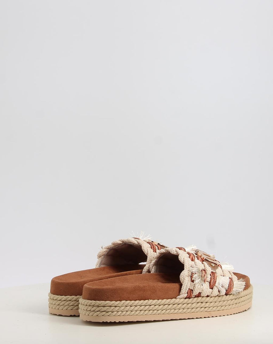 MONOBAND ROPE SANDAL FRINGES BIG LETTER LOGO