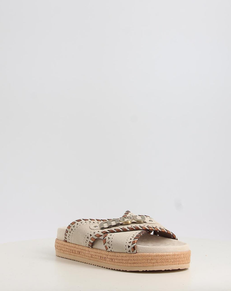 Sandales MOU CRISS-CROSS SANDAL MET.STITCH beige
