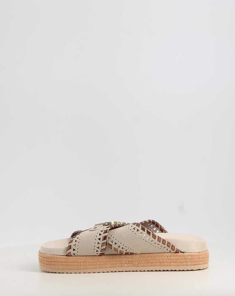 Sandales MOU CRISS-CROSS SANDAL MET.STITCH beige