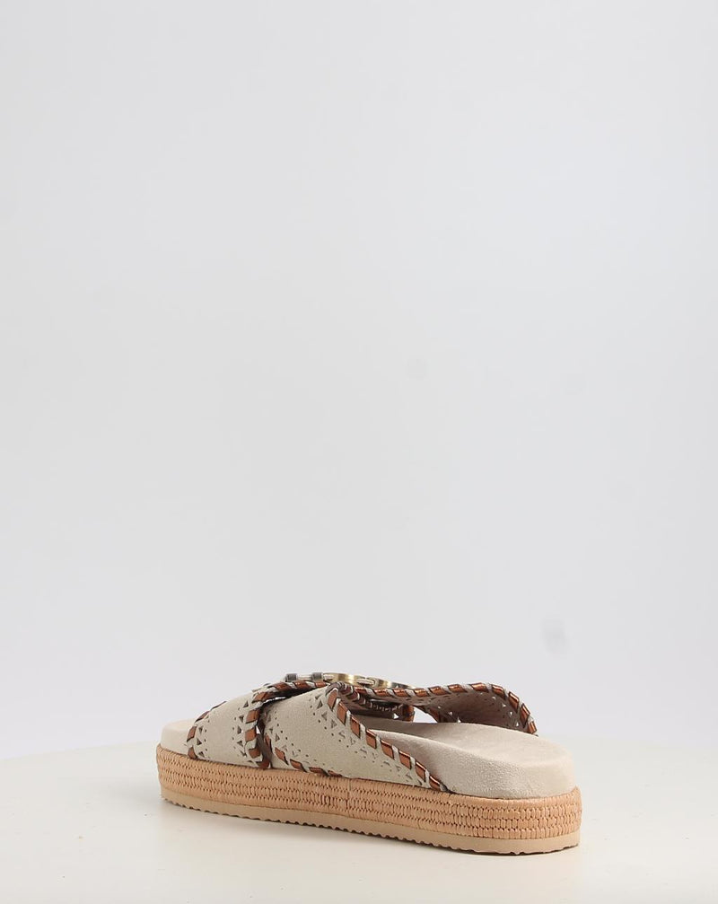 Sandales MOU CRISS-CROSS SANDAL MET.STITCH beige