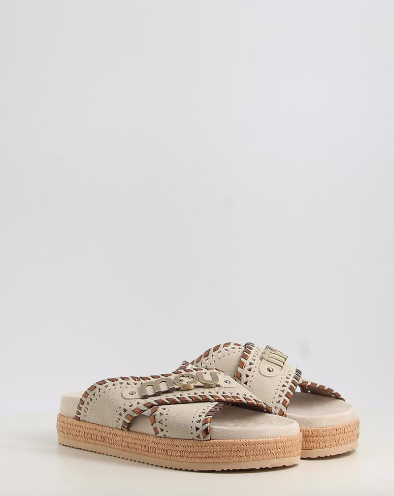 Sandales MOU CRISS-CROSS SANDAL MET.STITCH beige